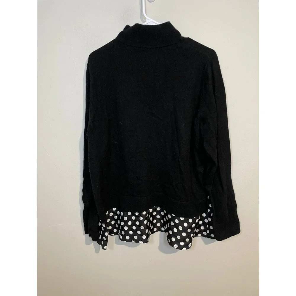 Kate‎ Spade Black Polka Dot Wool and Silk Turtleneck Sweater Size XL